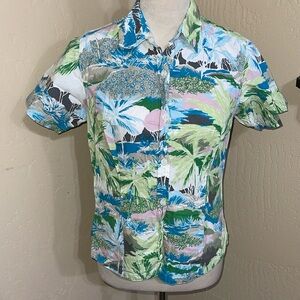 Columbia Women’s Short Sleeve Button Blouse Shirt Size Small